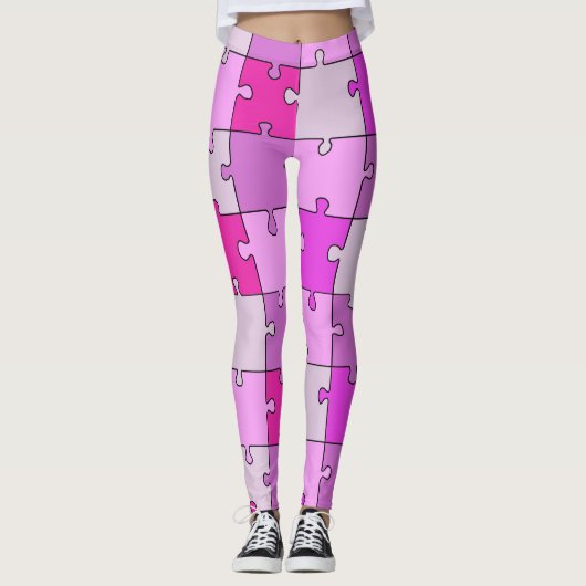 Speelse legpuzzel roze tinten leggings (Voorkant)