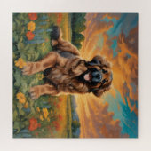 Speelse Leonberger Dog Puzzel voor Dierenvrienden (Horizontaal)