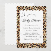 Speelse Leopard Print Wavy Lijst Baby shower Kaart (Voorkant / Achterkant)