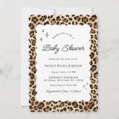 Speelse Leopard Print Wavy Lijst Baby shower Kaart (Voorkant)