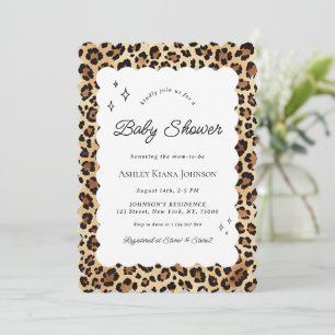 Speelse Leopard Print Wavy Lijst Baby shower Kaart