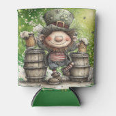 Speelse Leprechaun Illustratie Blikjeskoeler (Voorkant)