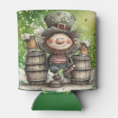 Speelse Leprechaun Illustratie Blikjeskoeler (Achterkant)