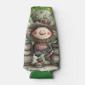 Speelse Leprechaun Illustratie Flesjeskoeler (Voorkant)