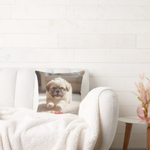 Speelse Lhasa Apso gepersonaliseerd Kussen