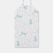 Speelse Lichtblauwe Kattenpatroon Verjaardag Cadeaulabel (Achterkant)