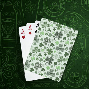 Speelse lichte groene klaverenhartjes patroon Kelt Pokerkaarten