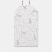 Speelse Lichtgrijze Kattenpatroon Verjaardag Cadeaulabel (Achterkant)