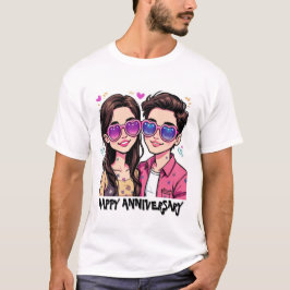Speelse Liefde Cartoon Paar Mannen Tshirt