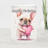 Speelse Liefdevolle Kleine Franse Bulldog Puppy Kaart (Voorkant)
