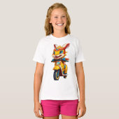 Speelse Lion Dance Bunny op Scooter T-shirt (Voorkant volledig)