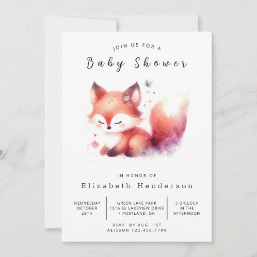 Speelse Little Fox Theme Fox Baby shower Kaart (Voorkant)