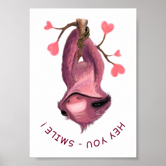 Speelse Luiaard Poster Glimlach - Uw Tekst (Voorkant)