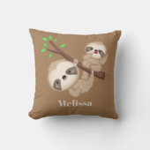 Speelse luiaards meisjes toevoegen naam kamer deco kussen (Voorkant)