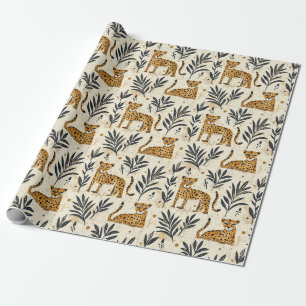 Speelse Luipaard Jungle Patroon Cadeaupapier