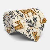 Speelse Luipaard Jungle Patroon Stropdas (Opgerold)