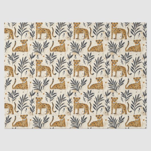 Speelse Luipaard Jungle Patroon Tissuepapier (Voorkant)