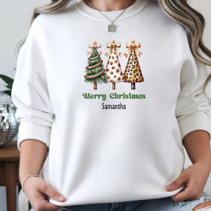 Speelse Luipaard Kerstbomen cadeau idee voor vrouw Hoodie