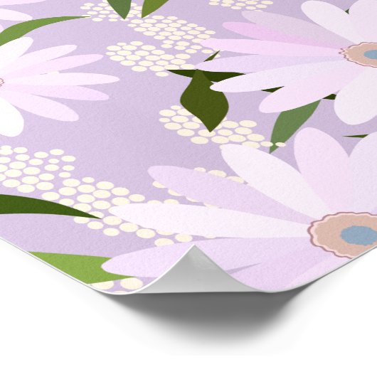 Speelse madeliefjes 04 Lila bloemen Poster (Hoek)