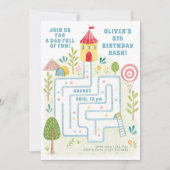 Speelse Maze Castle verjaardagsfeestje Kaart (Voorkant)