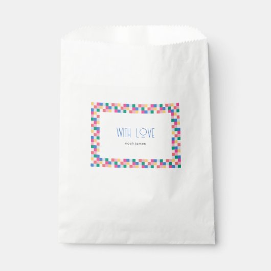 Speelse meerkleurige blokken bedankzakje (Voorkant)