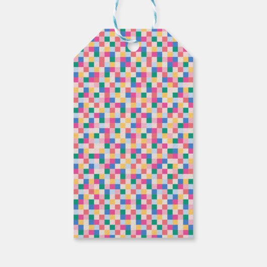 Speelse meerkleurige blokken cadeaulabel (Achterkant)