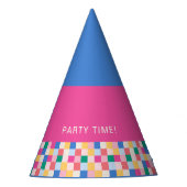 Speelse meerkleurige blokken feesthoedjes (Voorkant)