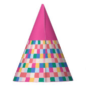 Speelse meerkleurige blokken feesthoedjes (Achterkant)