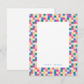 Speelse meerkleurige blokken Lijst Notitiekaartje (Voorkant / Achterkant)