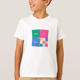 Speelse meerkleurige blokken verjaardag t-shirt