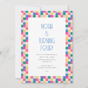 Speelse meerkleurige blokken verjaardagsfeestje kaart