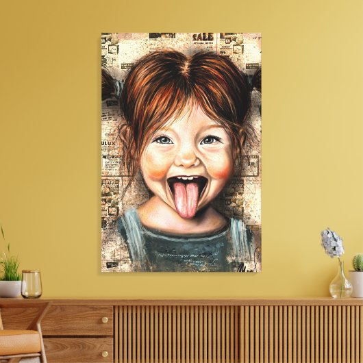 Speelse Meisje Grappige Canvasprint Canvas Afdruk (Insitu (Woonkamer))