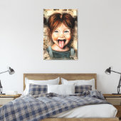 Speelse Meisje Grappige Canvasprint Canvas Afdruk (Insitu (Slaapkamer))