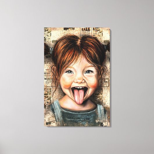 Speelse Meisje Grappige Canvasprint Canvas Afdruk (Voorkant)