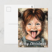Speelse meisje grappige kerstkaart briefkaart (Voorkant / Achterkant)