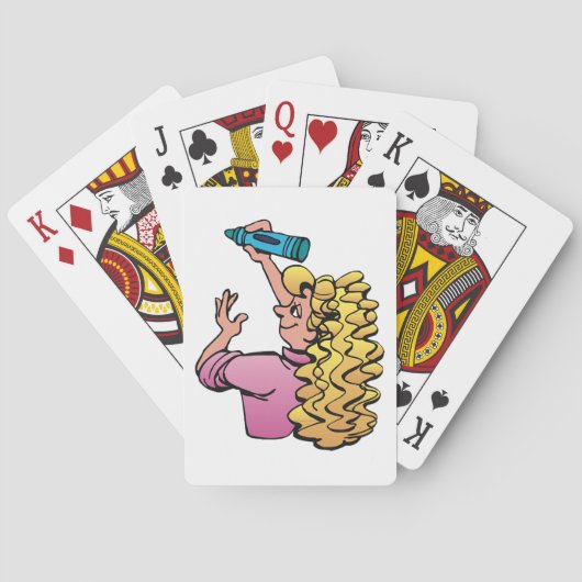 Speelse Meisje met Kleurkrijt Pokerkaarten (Achterkant)