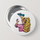 Speelse Meisje met Kleurkrijt Ronde Button 7,6 Cm (Voorkant /achterkant)