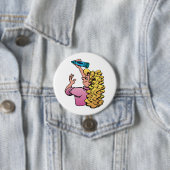 Speelse Meisje met Kleurkrijt Ronde Button 7,6 Cm (In situ)