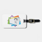Speelse meisje schets tekening met kleurrijke potl bagagelabel (Voorkant horizontaal)