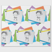 Speelse meisje schets tekening met kleurrijke potl cadeaupapier (Vlak)