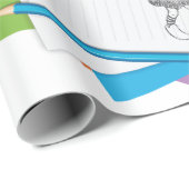 Speelse meisje schets tekening met kleurrijke potl cadeaupapier (Rol Hoek)