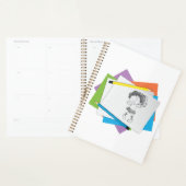 Speelse meisje schets tekening met kleurrijke potl planner (Display)