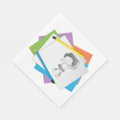 Speelse meisje schets tekening met kleurrijke potl servet (Hoek)