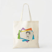 Speelse meisje schets tekening met kleurrijke potl tote bag (Voorkant)
