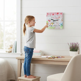 Speelse met de hand getekende kinderkunst decorati vierkante klok
