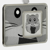 Speelse minimalistische hamster verzilverd omlijst ornament (Rechts)