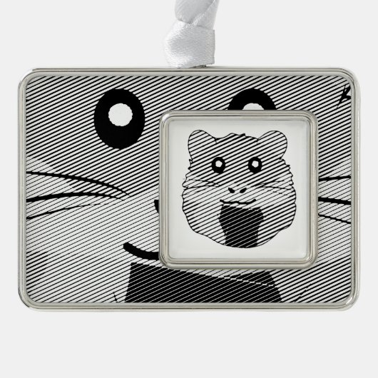 Speelse minimalistische hamster verzilverd omlijst ornament (Voorkant)