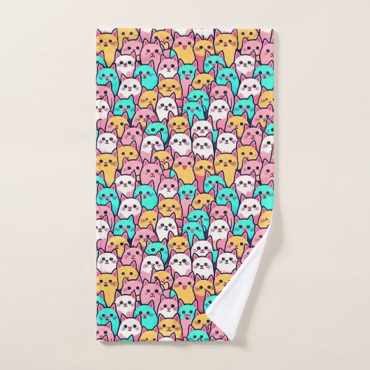 Speelse minimalistische katten in meerkleurige pas bad handdoek (Handdoek)