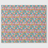 Speelse minimalistische katten in meerkleurige pas cadeaupapier (Vlak)