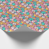 Speelse minimalistische katten in meerkleurige pas cadeaupapier (Hoek)